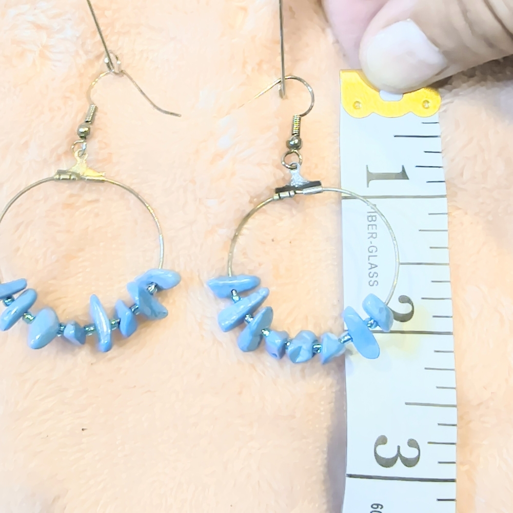 Elegant Blue Beaded Hoop Earrings